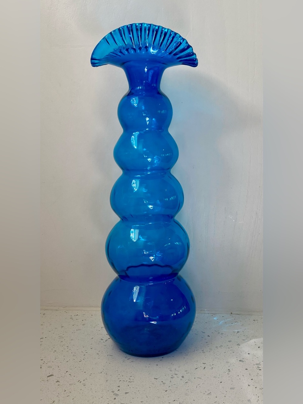 Empoli 5 Ball Hand-Blown Optic Vase with Ruffle Rim